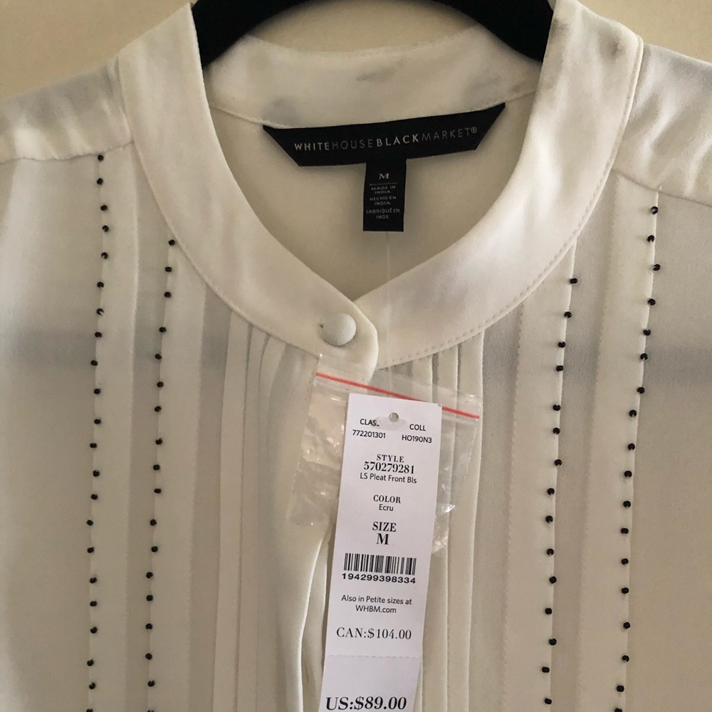 WHBM Long sleeve white blouse